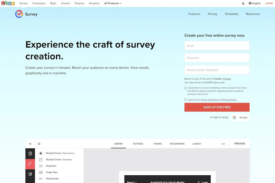 zoho survey free wordpress plugin