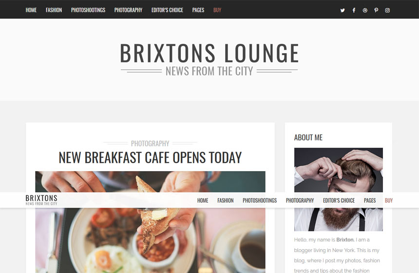 Brixton Blog - A Responsive WordPress Blog Theme