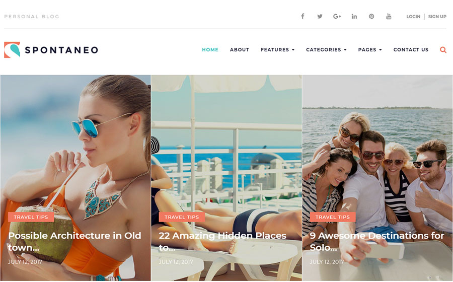 Spontaneo - Personal Travel Blog WordPress Theme