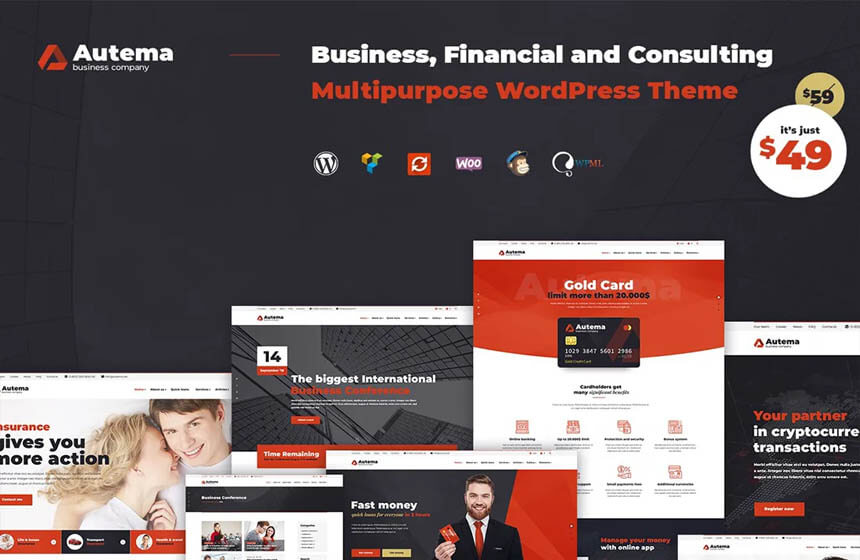 Autema - Quick Loans, Bitcoin, Business Coach and Insurance Agency WordPress Theme