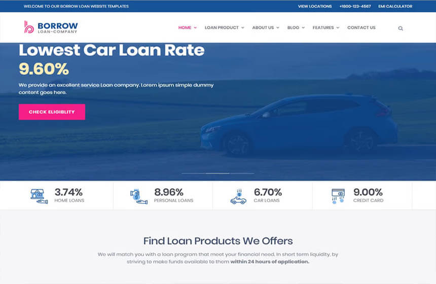 Borrow - Loan Company Responsive WordPress Theme