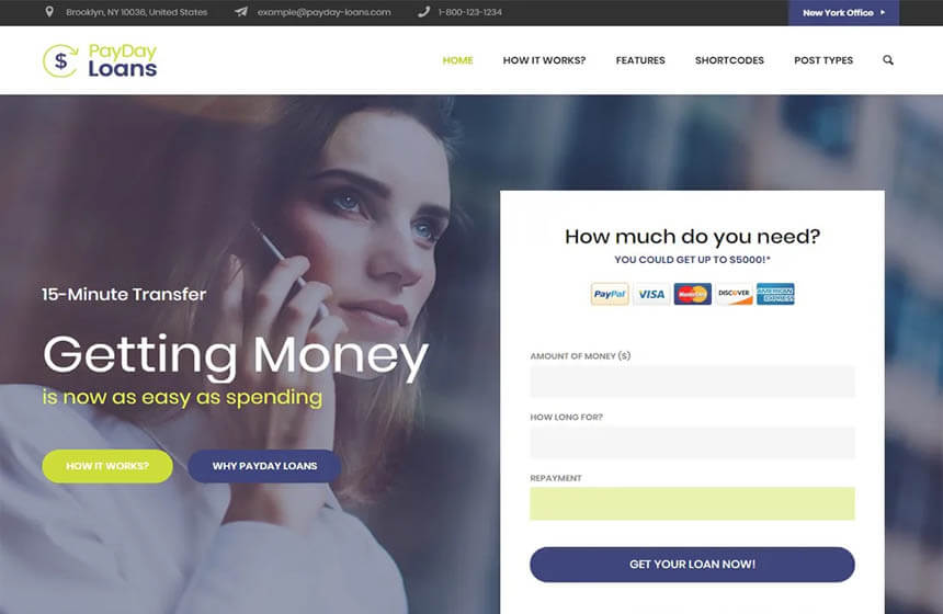 Payday Loans - Banking, Loan Business and Finance WordPress Theme