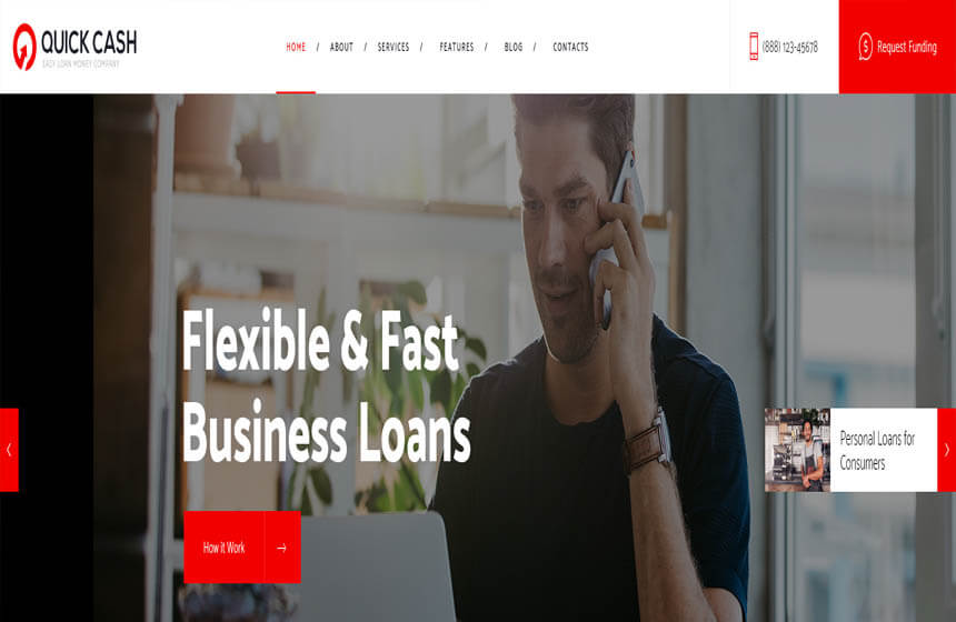 Quick Cash - Loan Company & Finance Advisor WordPress Theme