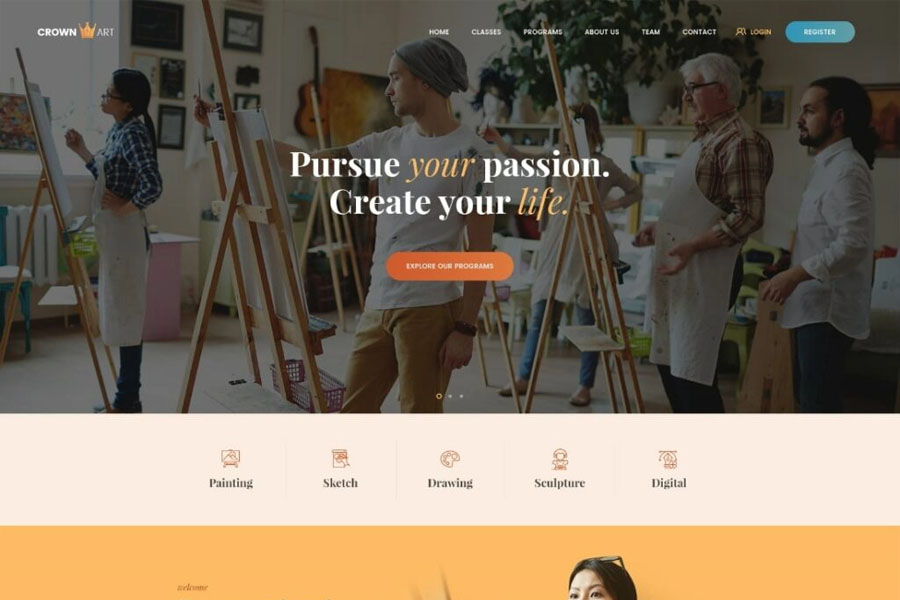 Crown Art | Drawing and Music School WordPress Theme