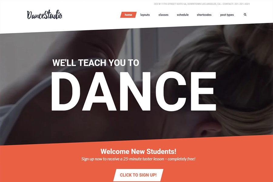 Dance Studio wordpress themes for dance studios