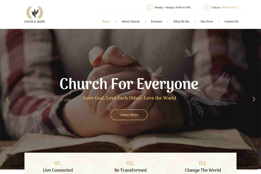 Faith & Hope WordPress Live Streaming Theme