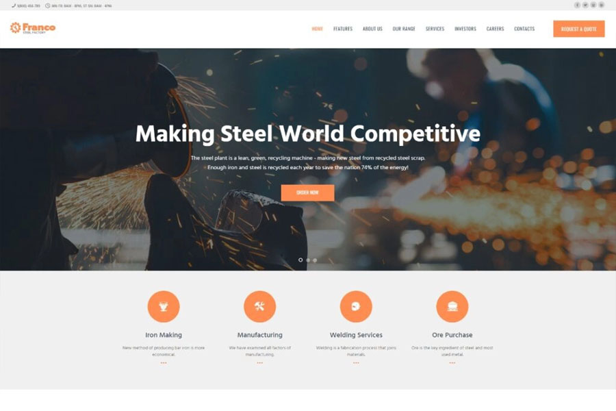 Franco | Steel Factory & Industrial Plant Manufactoring WordPress Theme