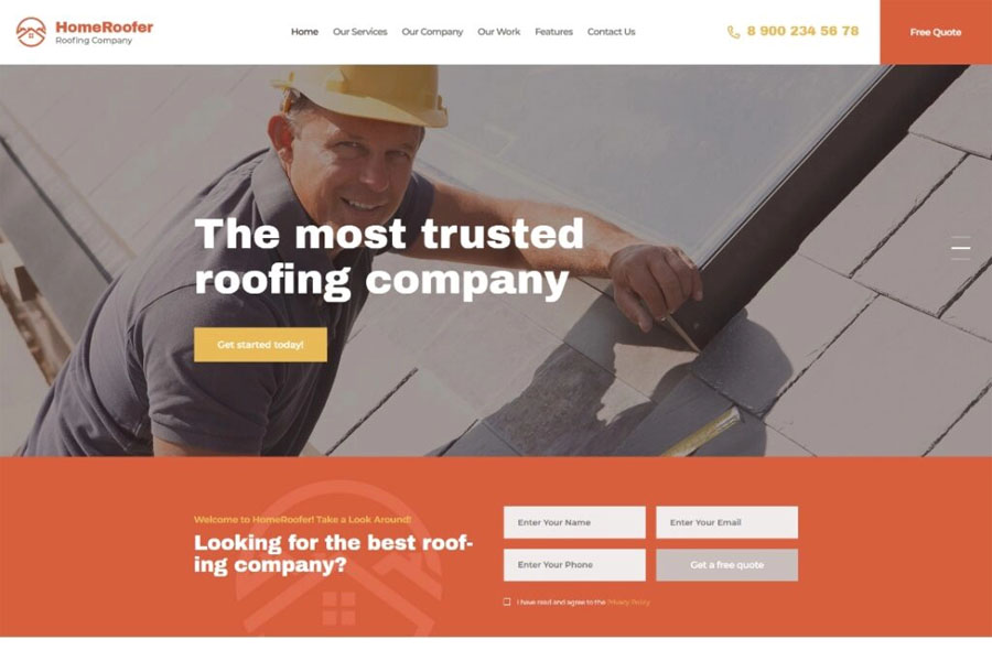 HomeRoofer | Roofing Company Services & Construction WordPress Theme