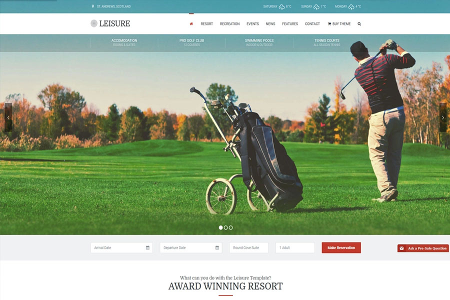 Hotel Leisure | Hotel WordPress Theme