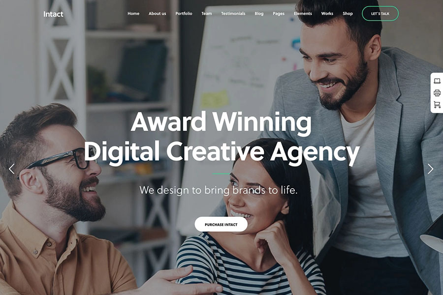 Intact best wordpress theme for creative agency