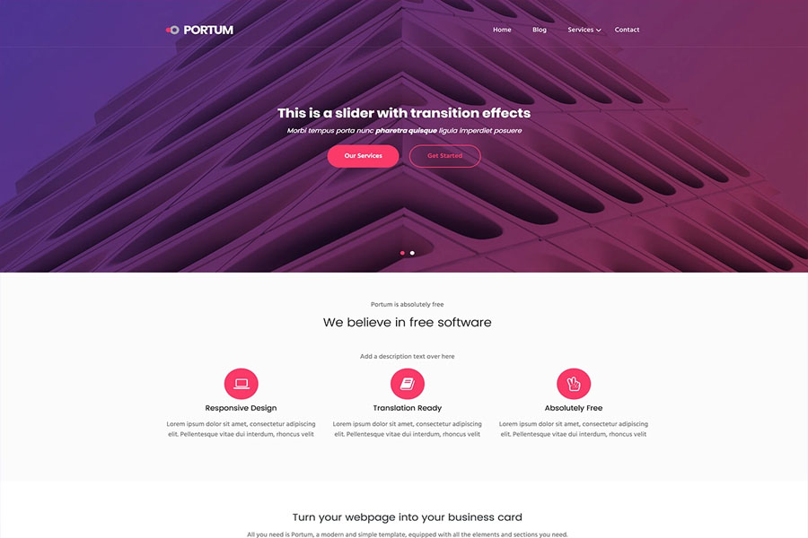 Portum Material wp landing page templates