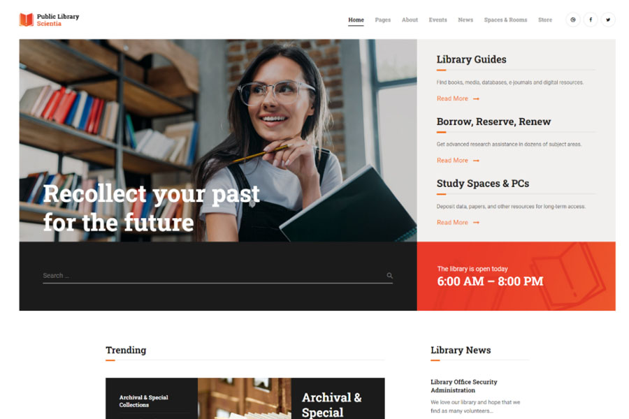 Scientia - Public Library & Book Store Education WordPress Theme