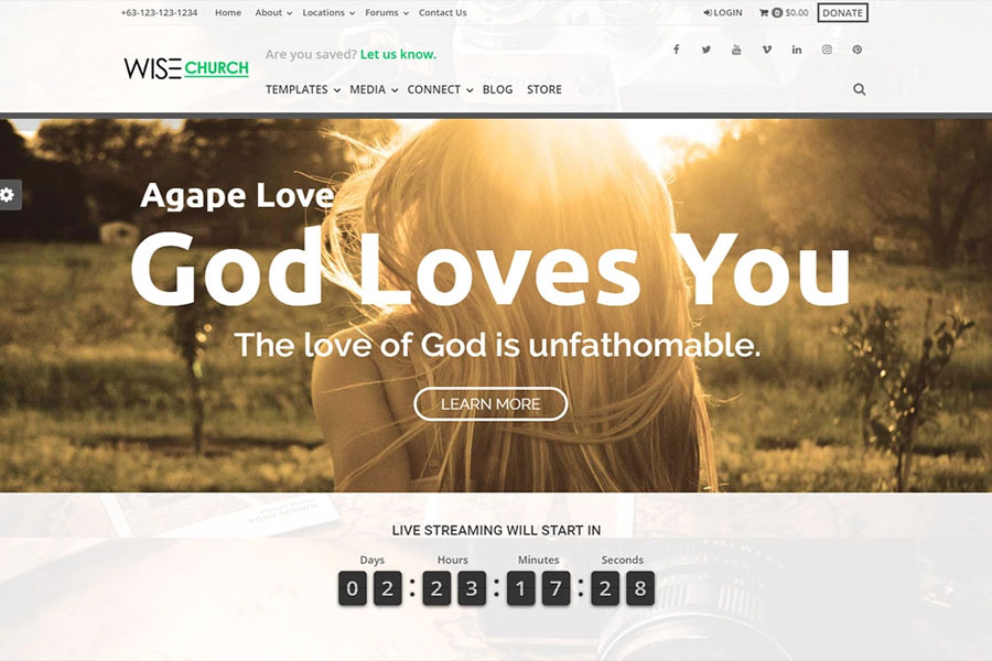 Wise Church WordPress Live Streaming Theme