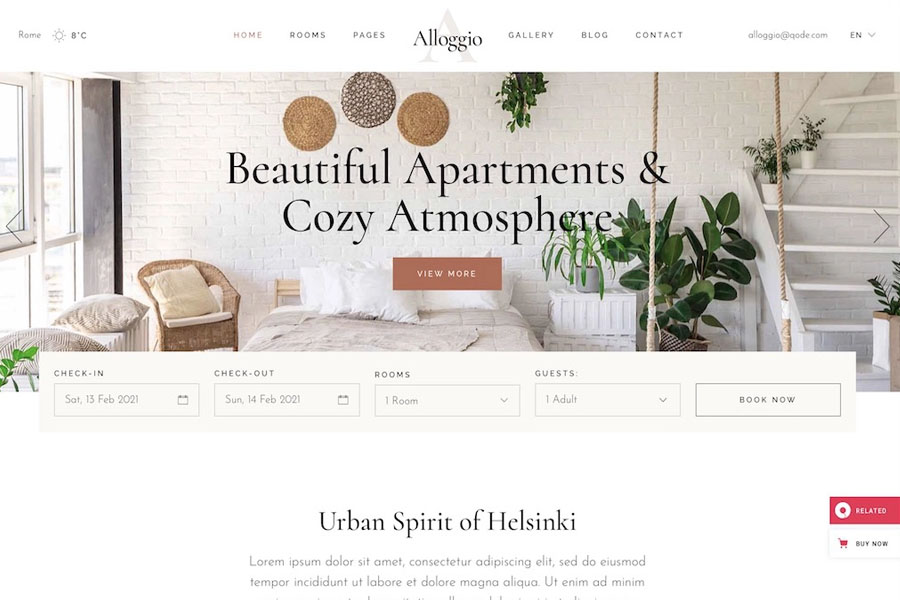 alloggio hotel wordpress theme