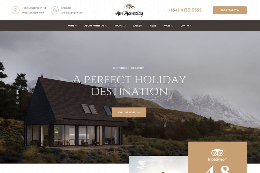 ami homestay hotel wordpress theme