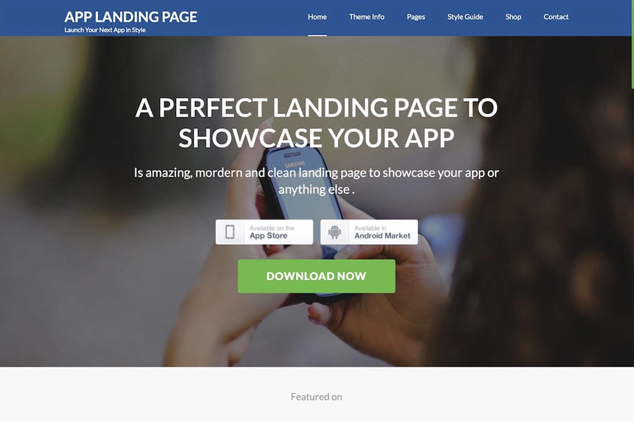 app landing page free wordpress theme
