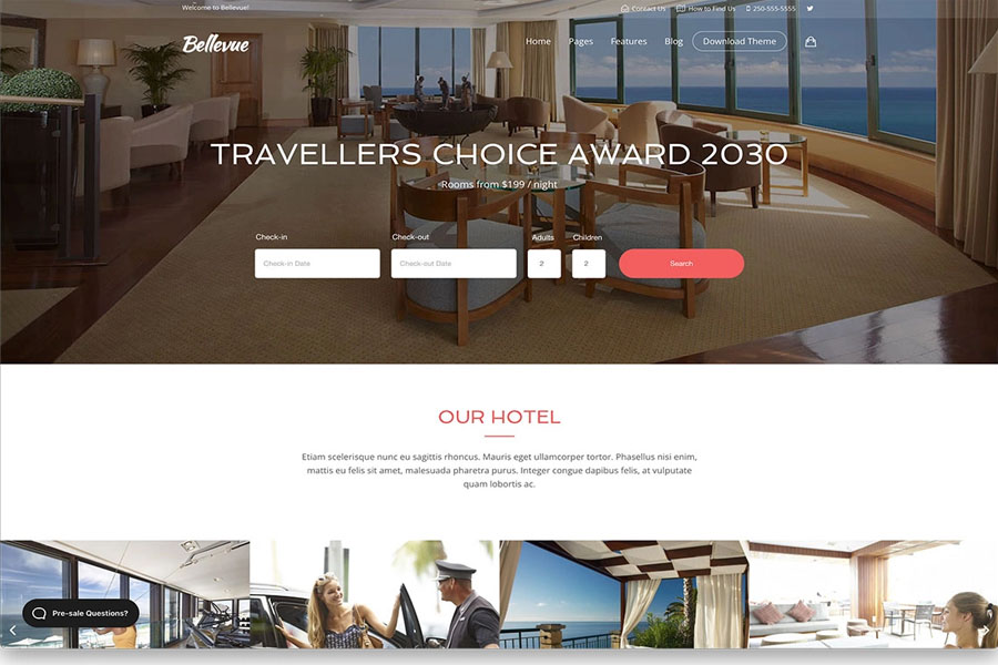 bellevue hotel WordPress theme