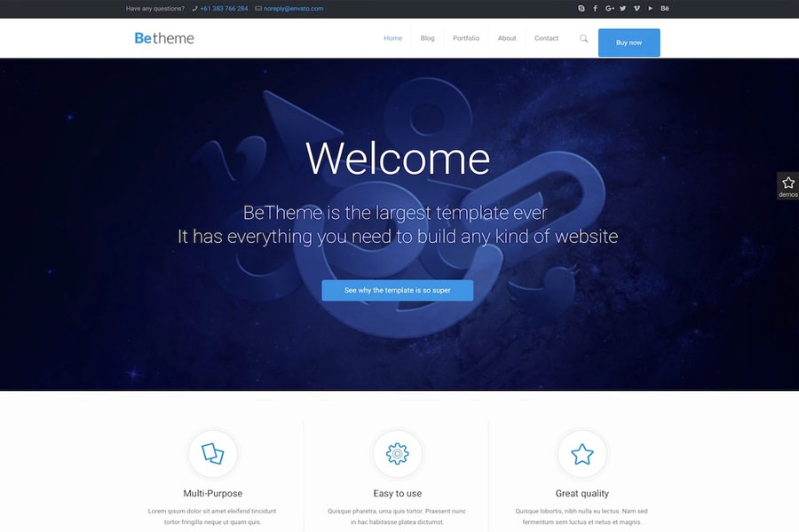 betheme interactive website template