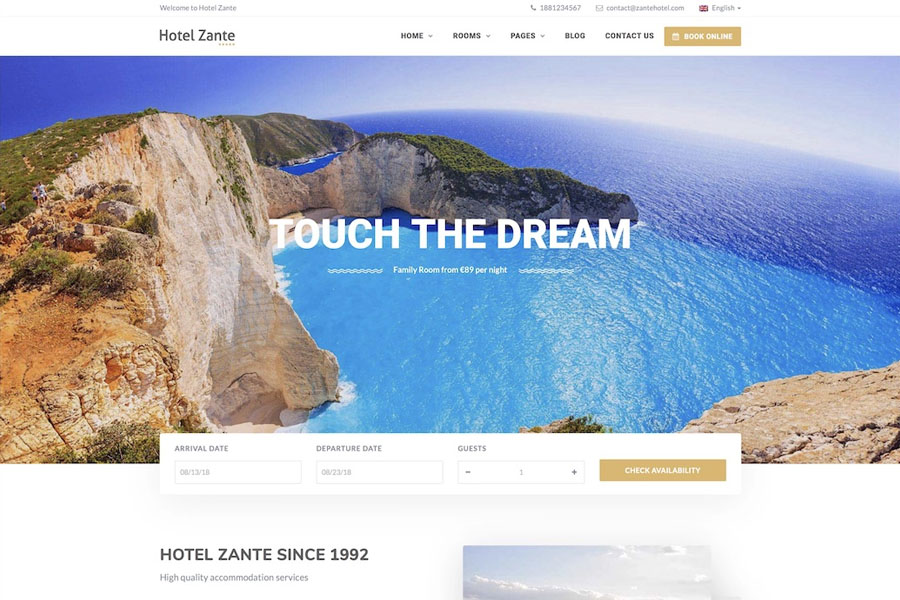 hotel zante best hotel wordpress theme