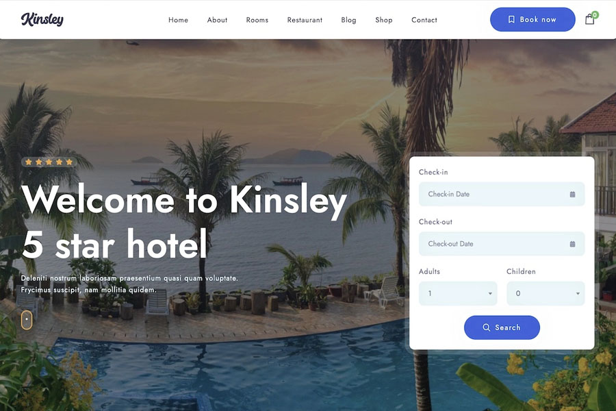 kinsley hotel wordpress theme