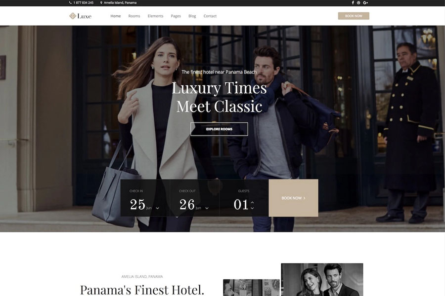 luxe hotel wordpress theme