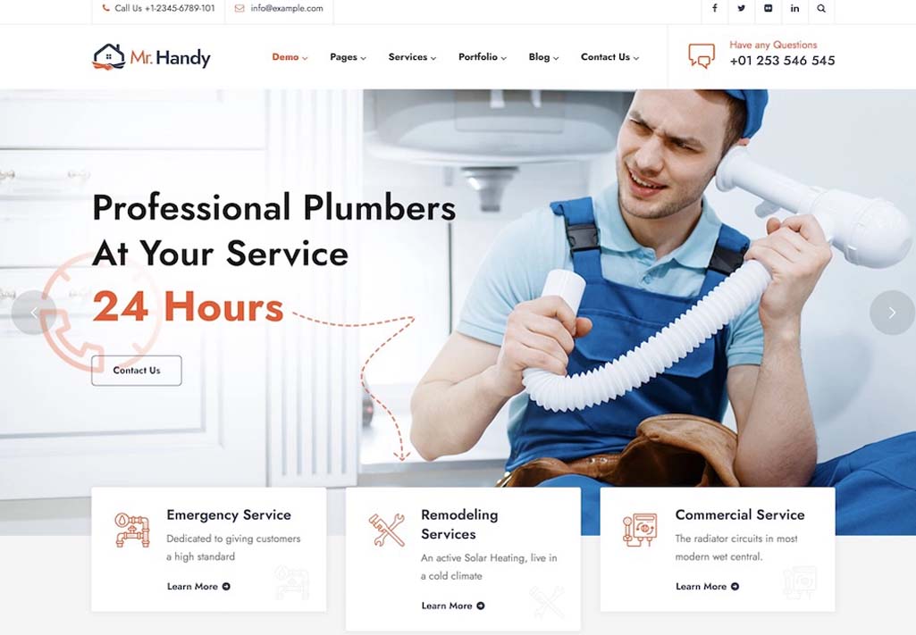 mrhandy plumber wordpress theme