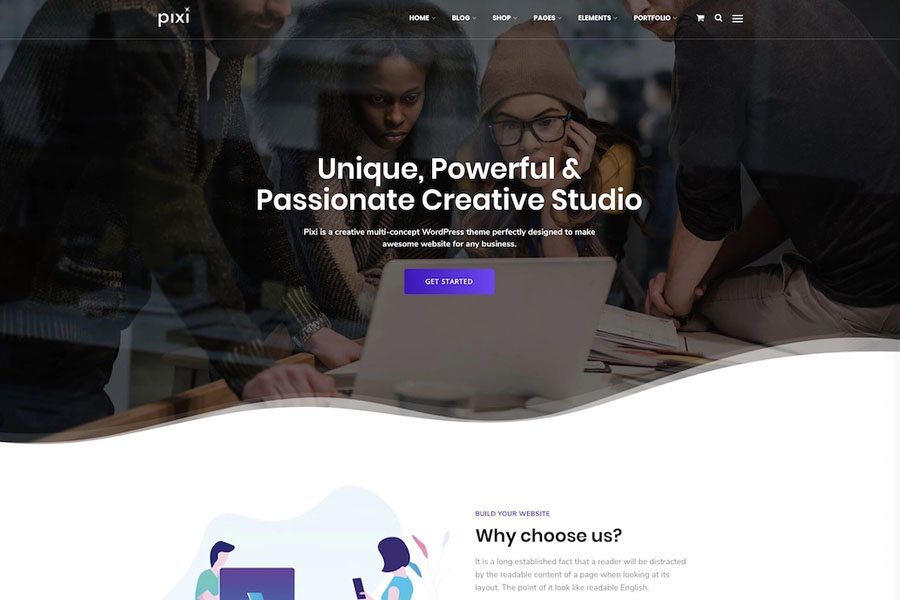 pixi wordpress theme with slider