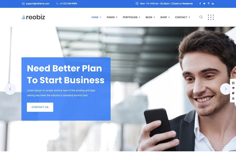 reobiz wordpress theme with slider