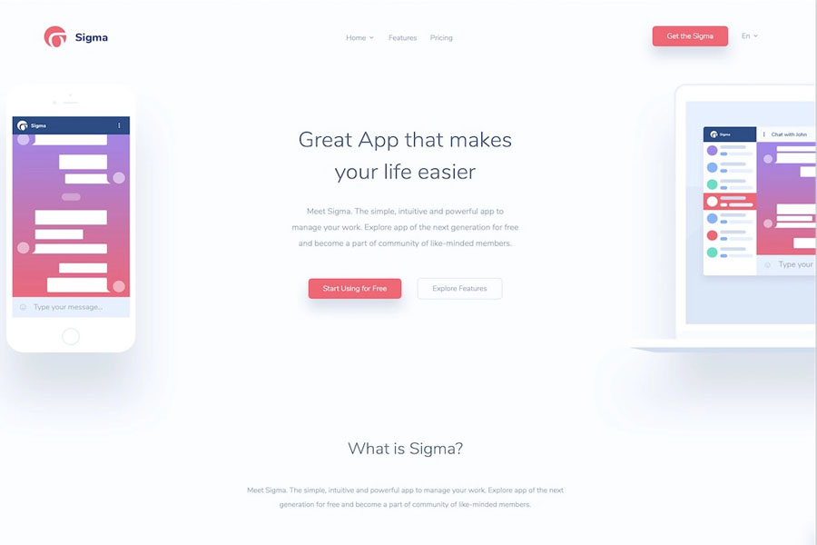 sigma interactive website template