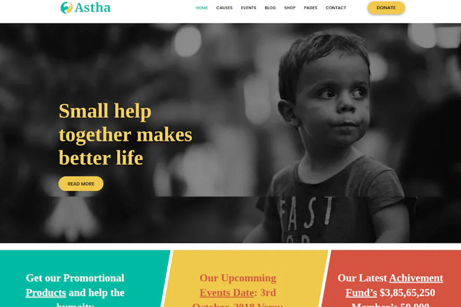 Astha - charitable trust website template