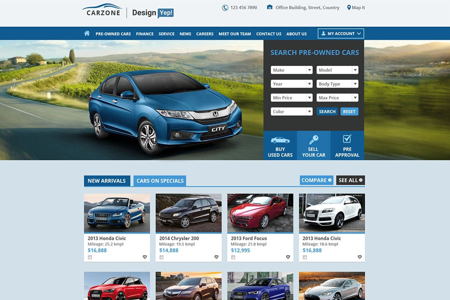 Car Themed Website Design PSD Mockup Available For Free