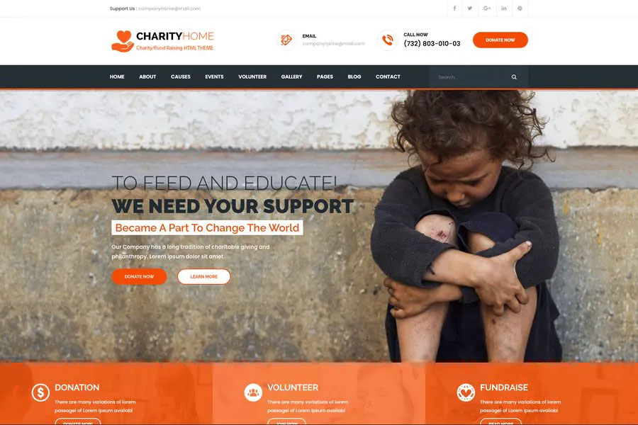 Charity Home - Fundraising Website Template