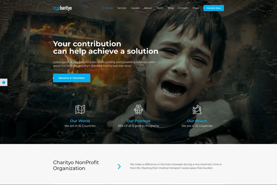 Charityo - volunteer website template