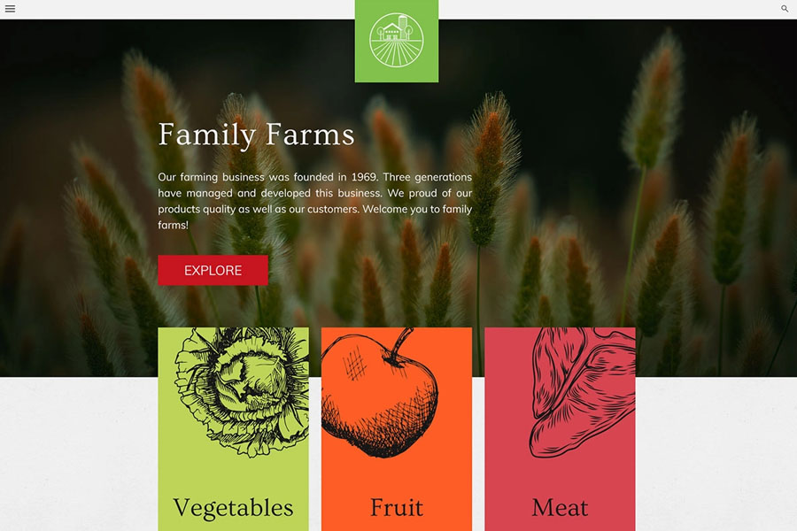 Family Farm Website Design PSD Mockup for Free