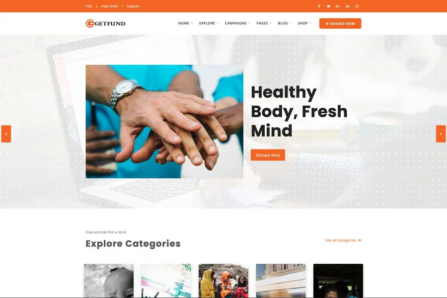 Getfund - Html template for ngo website