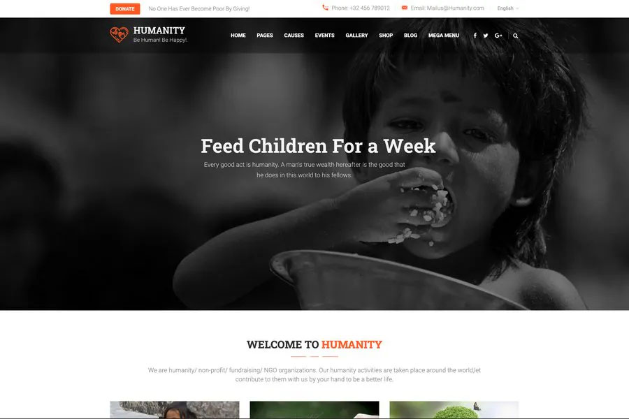 Humanity - Social organization website template