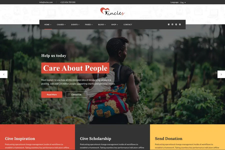 Incles - charity foundation html website template