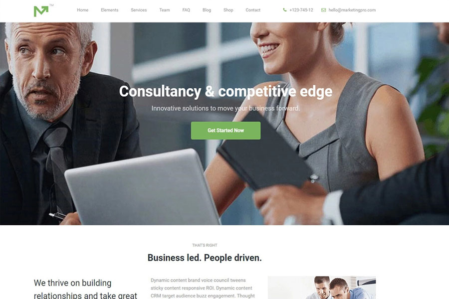 Marketing Pro wordpress themes for consulting business