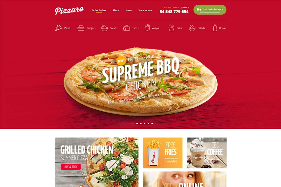 Pizzaro website mockups