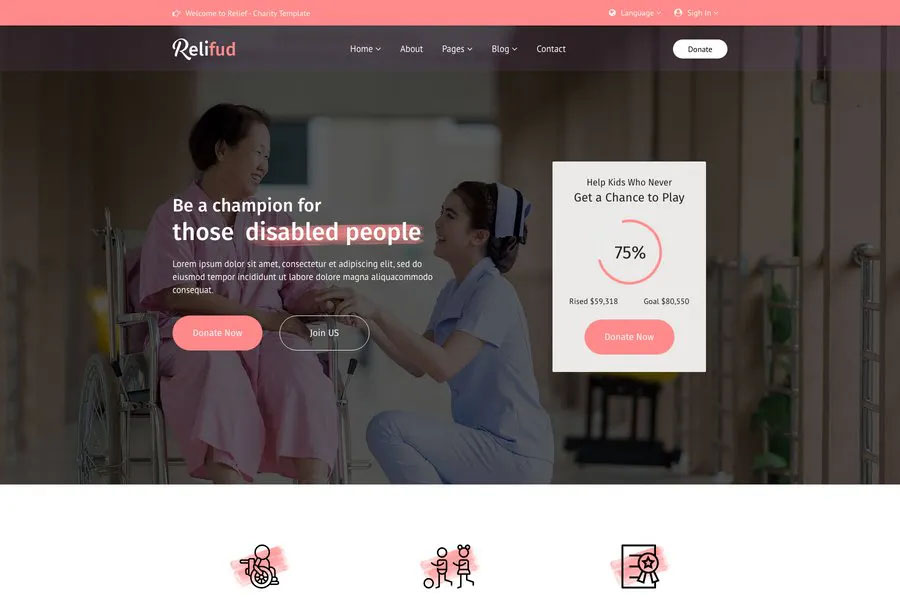 ReliFund - health ngo website template