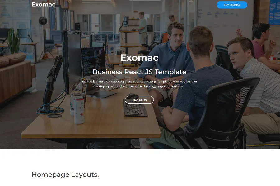 exomac react website template