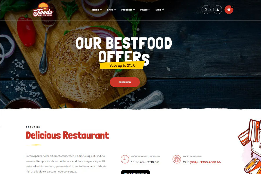 foodo Restaurant Website Theme