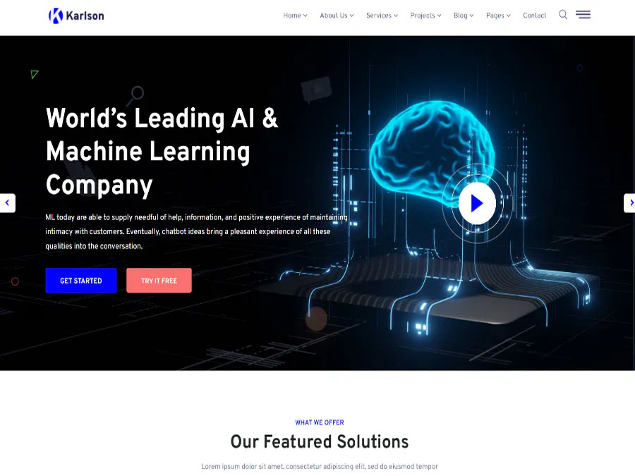 karlson AI Machine Learning Website Template