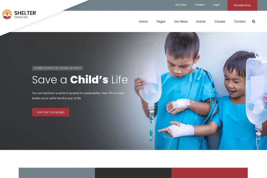 shelter - Multipurpose charity & NGO website template