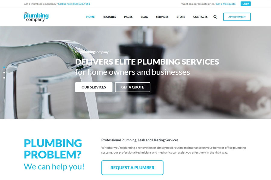 Plumbing handyman services wordpress theme