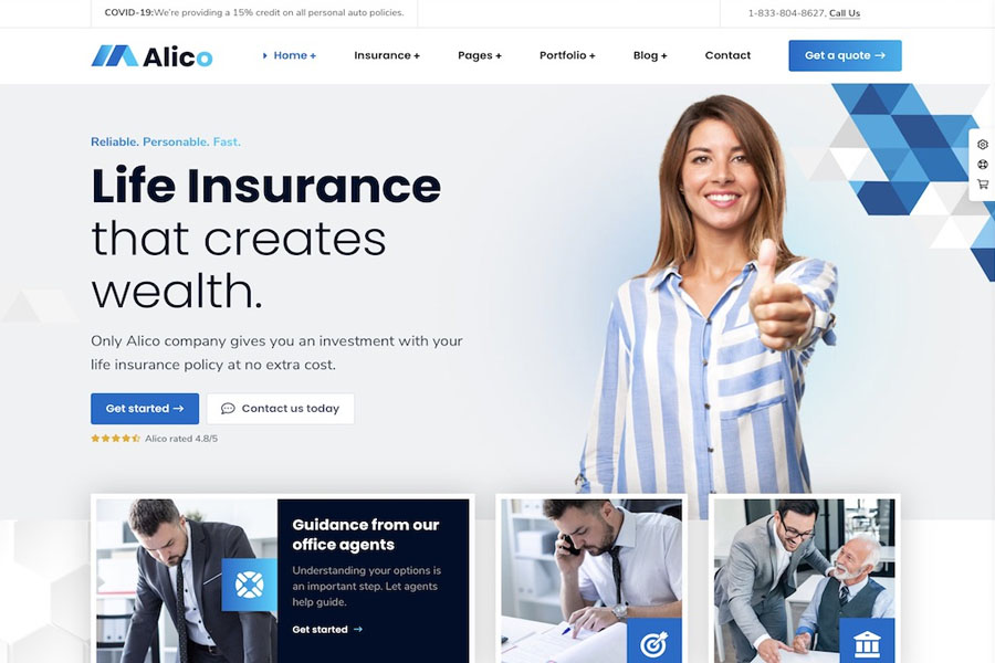 alico wordpress insurance theme