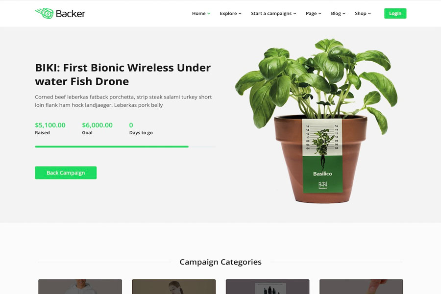 backer crowdfunding wordpress theme