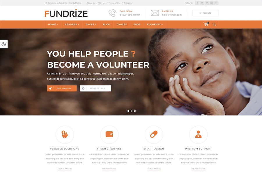 fundrize crowdfunding wordpress theme