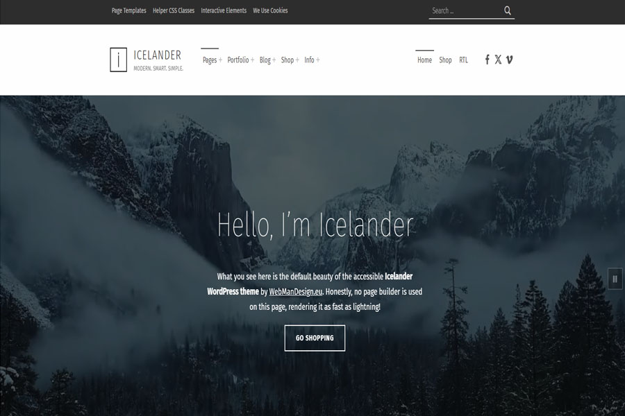 Icelander accessible WordPress theme
