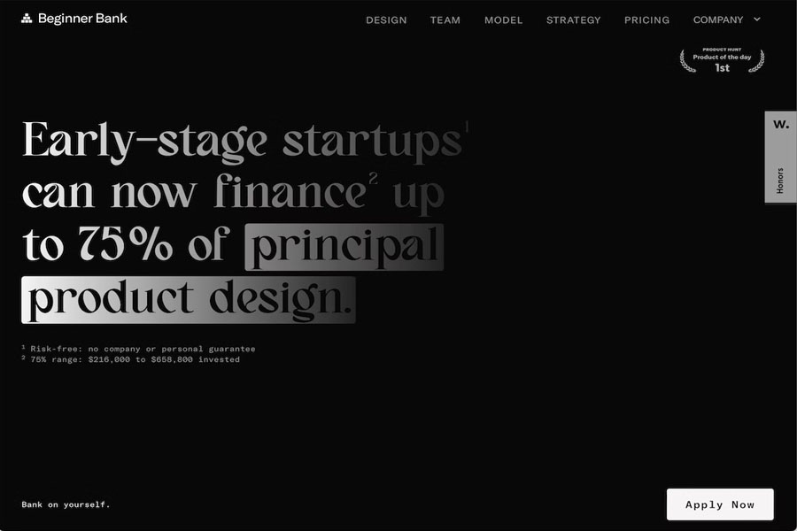 beginner bank clean website example